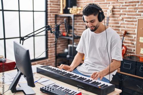 person playing a keyboard