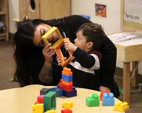 playing with blocks
